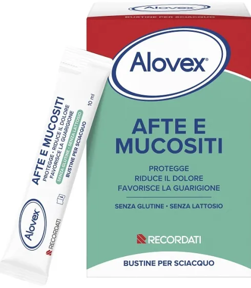 Alovex Afte e Mucositi Collutorio Monodose per Afte e Lesioni del Cavo Orale 20 Bustine