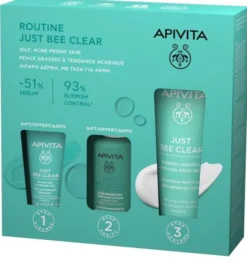 Apivita Routine Just Bee Clear – Kit Trattamento Pelli Grasse e a Tendenza Acneica