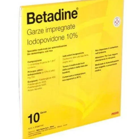 Betadine 10% 10 Garze 10×10 cm