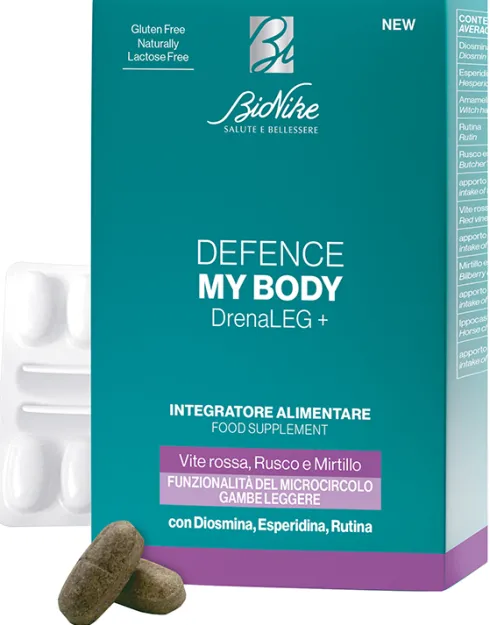 BioNike Defence My Body Drena Leg+ Integratore Circolazione Venosa Gambe Pesanti Microcircolo 60 Compresse