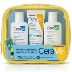CeraVe Pochette Solare SPF50+ Kit Detergente Lozione Idratante 3 Prodotti