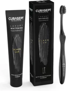 Curasept Luxury Whitening Toothpaste Black Lux Dentifricio Nero Sbiancante 75 ml + spazzolino