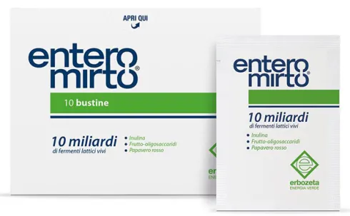 Entero Mirto Probiotici Prebiotici Inulina FOS 10 Bustine Intestino