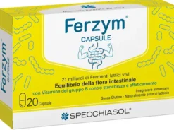 Ferzym Capsule Fermenti Lattici Vivi Probiotici con Fruttoligosaccaridi e Vitamine B 20 Capsule