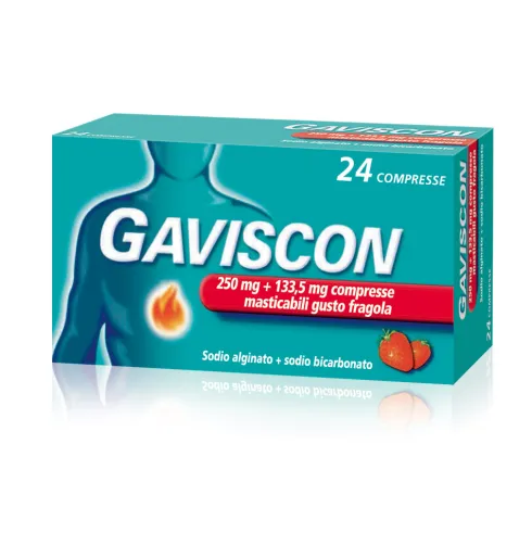 Gaviscon 250+133,5 mg 24 compresse masticabili gusto fragola