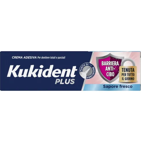 Kukident Plus Sigillo Crema Adesiva per Dentiera 40 g – Tenuta Forte e Barriera Anti-Infiltrazioni