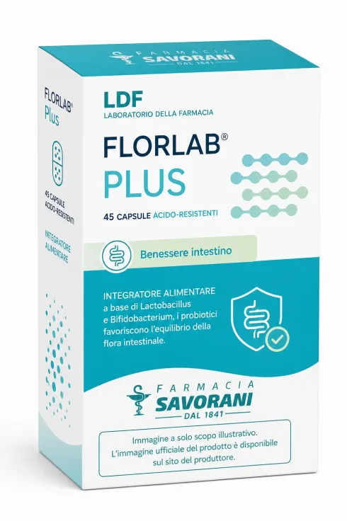 LDF FlorLab Plus Probiotici e Prebiotici per Equilibrio della Flora Intestinale 45 Capsule