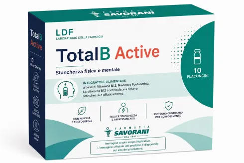 LDF TotalB Active Integratore con Vitamina B12, Niacina, Zinco e Fosfoserina 10 Flaconcini
