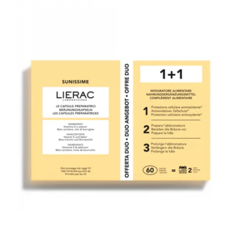 Lierac Sunissime Capsule Preparatori Duo Integratore per Preparare e Prolungare l’Abbronzatura 60 Capsule