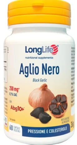 LongLife Aglio Nero Integratore per Colesterolo, Trigliceridi e Pressione 60 Capsule