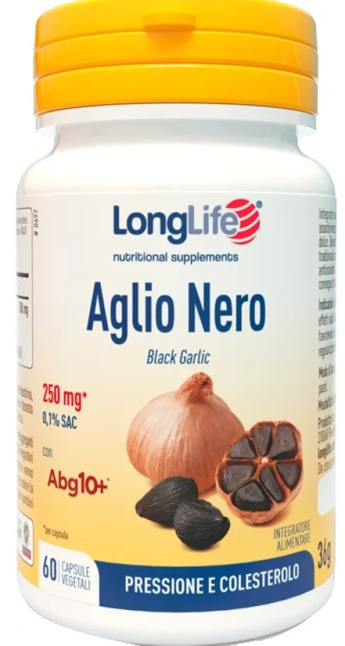 LongLife Aglio Nero Integratore per Colesterolo, Trigliceridi e Pressione 60 Capsule