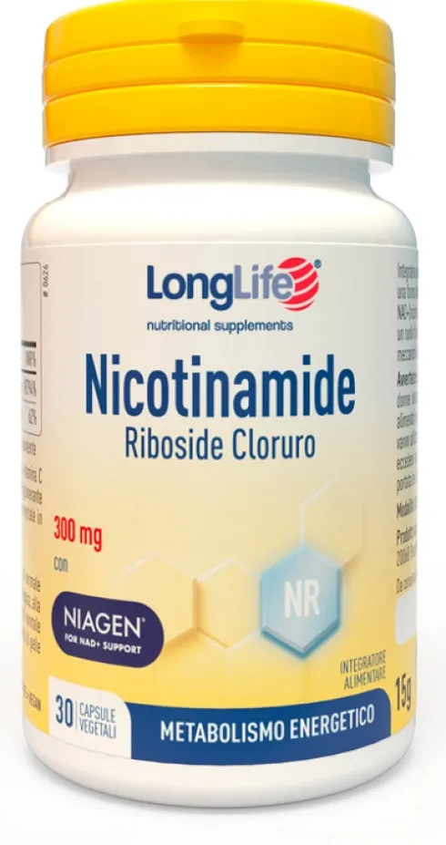LongLife Nicotinamide Riboside Cloruro Niagen 300 mg Energia Cellulare e Metabolismo Energetico 30 Capsule
