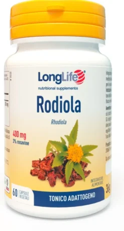 LongLife Rodiola 3%Integratore Adattogeno Stress Energia Umore 60 Capsule