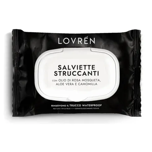 Lovrén Salviette Struccanti Waterproof Viso Occhi e Labbra Pelle Sensibile 20 Pezzi