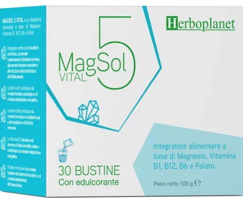 MagSol 5 magnesio con vitamine B energia sistema nervoso e muscoli 30 bustine