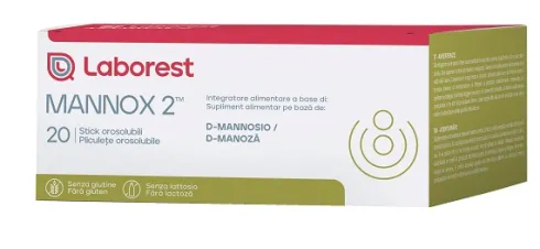 Mannox 2 D-Mannosio 2 g Integratore per Vie Urinarie 20 Stick Orosolubili