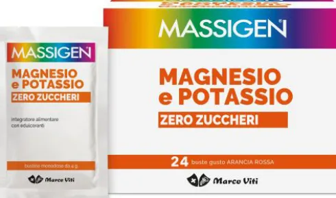 Massigen Magnesio Potassio Zero Zuccheri Integratore Sali Minerali 24 Bustine Arancia Rossa