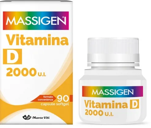 Massigen Vitamina D 2000 UI Integratore Difese Immunitarie Ossa 90 Capsule