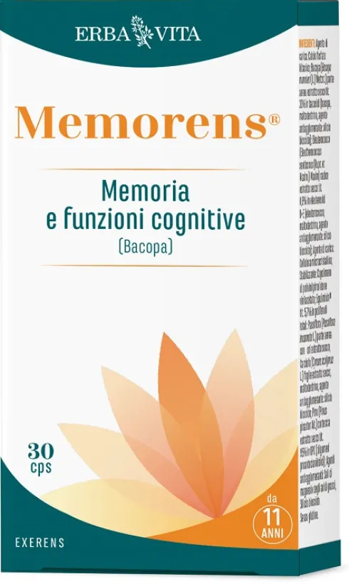 Memorens Capsule Integratore per Memoria Concentrazione e Funzioni Cognitive con Bacopa ed Eleuterococco 30 Capsule