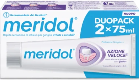 Meridol Dentifricio Azione Veloce Protezione Gengive e Carie Bipack 2 x 75 ml