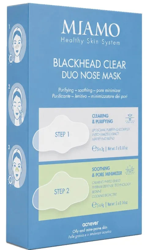 Miamo Blackhead Clear Duo Nose Mask Maschera Naso Purificante Punti Neri 5+5 Pezzi