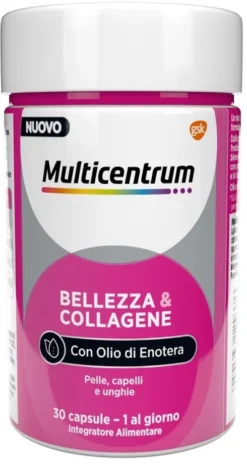 Multicentrum Bellezza e Collagene 30 Capsule Integratore per Pelle Capelli e Unghie