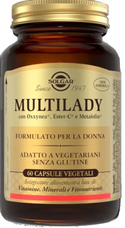 Multilady Multivitaminico Donna con Metafolin Ester-C Ferro e Mirtillo Rosso 60 Capsule Vegetali