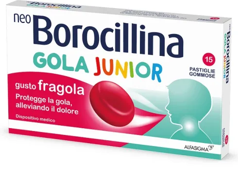 Neoborocillina Gola Junior Fragola 15 pastiglie