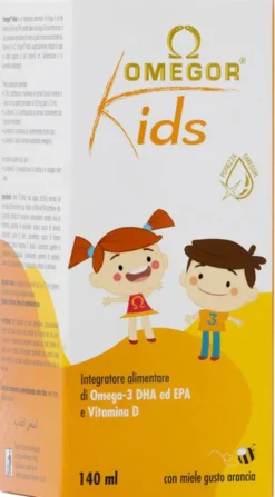 Omegor Kids Omega 3 DHA EPA da Microalghe Vitamina D3 C Sciroppo 140 ml
