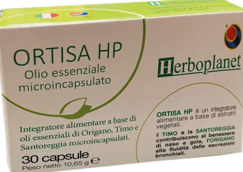 Ortisa Hp Oli Essenziali Capsule Gola e Vie Respiratorie Origano Timo 30 capsule