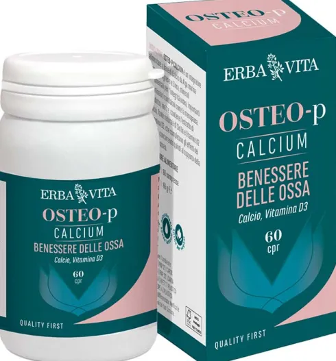 Osteo-P Calcium Integratore per Ossa con Calcio Magnesio Zinco Vitamina D3 60 Compresse
