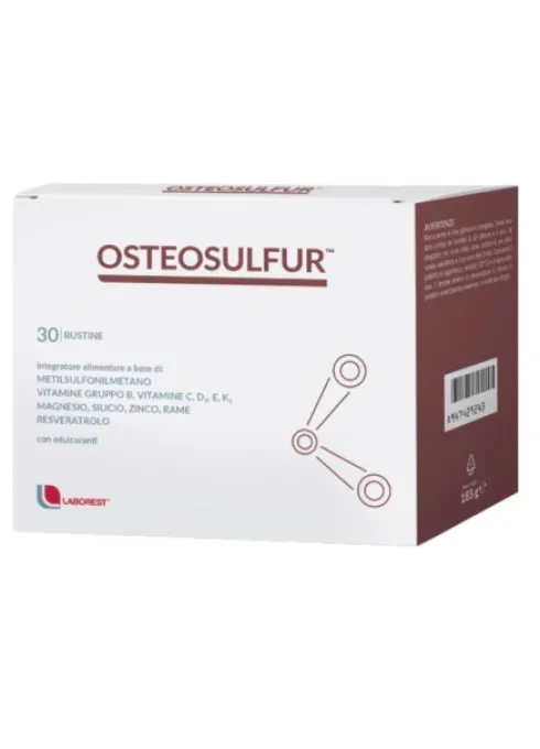 Osteosulfur Integratore per Ossa e Funzione Muscolare con MSM Vitamina D K2 e Magnesio 30 Bustine