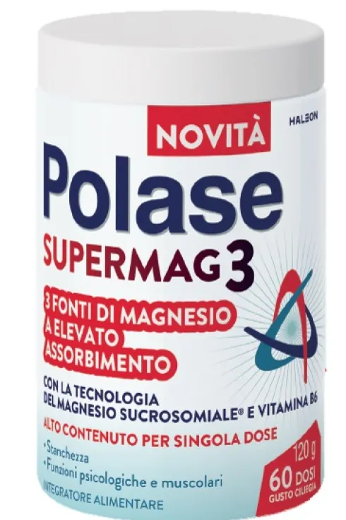 Polase SuperMag 3 Magnesio + Vitamina B6 Polvere Barattolo 120 grammi