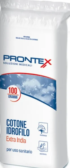 Prontex Cotone Idrofilo Extra India per Uso Sanitario e Cosmetico 100 g