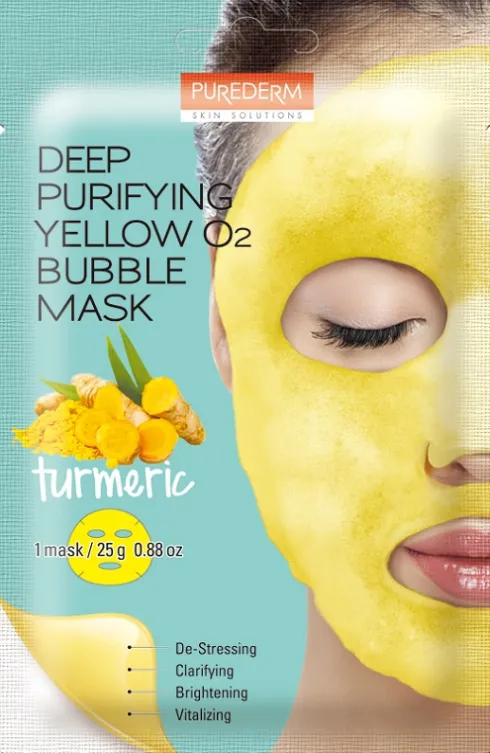 Purederm Deep Purifying Yellow 02 Bubble Mask Maschera Purificante con Curcuma 25 g