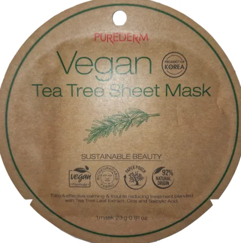 Purederm Maschera Vegana Tea Tree Anti-Imperfezioni e Idratante 23 g