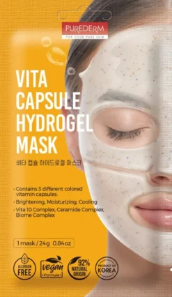 Purederm Vita Capsule Hydrogel Mask Maschera Viso Illuminante con Vitamina C 24 g
