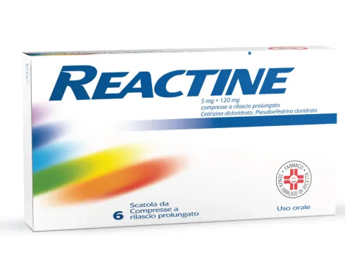 Reactine 5 mg + 120 mg6 Compresse a Rilascio Prolungato
