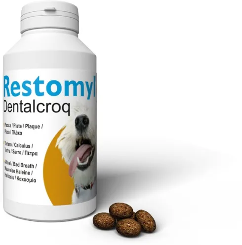 Restomyl Dentalcroq Cane Supporto Igiene Orale Placca Tartaro e Alito 150 g