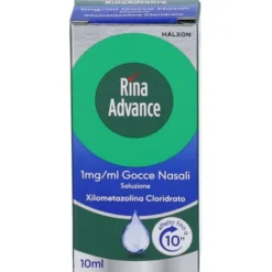 RinaAdvance 1 mg/ml Gocce Nasali Xilometazolina Cloridrato per Naso Chiuso e Congestione Nasale 10 ml