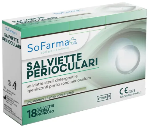 Salviette Perioculari Sterili Detergenti e Igienizzanti Zona Oculare 18 Pezzi