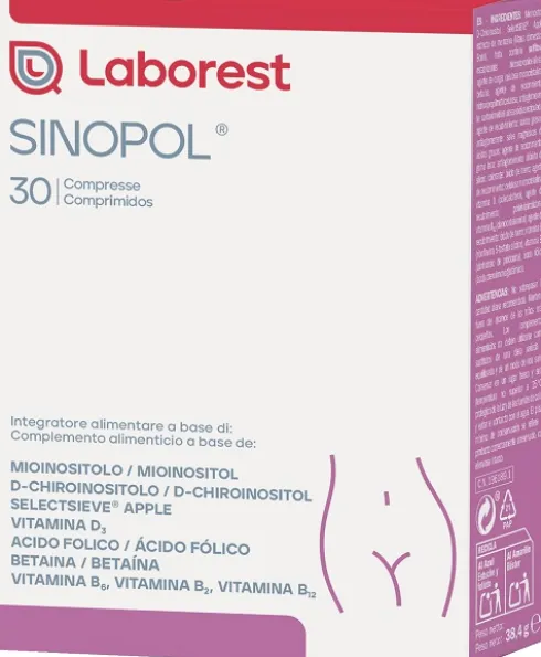 Sinopol Integratore con Mioinositolo D-Chiroinositolo Acido Folico e Vitamina D 30 Compresse