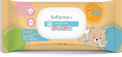 SoFarmaPiù Salviettine Baby con Estratto di Miele Pelle Sensibile 72 Pezzi