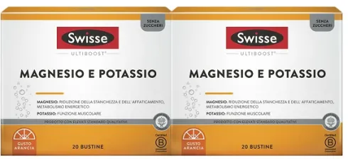 Swisse Magnesio e Potassio Integratore per Stanchezza e Funzione Muscolare Bi-Pack 2×20 Bustine