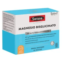 Swisse Ultiboost Magnesio Bisglicinato Integratore ad Alta Biodisponibilità Gusto Pesca e Albicocca 30 Bustine