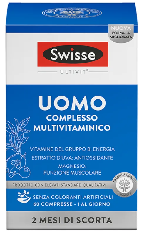 Swisse Uomo Complesso Multivitaminico con 13 Vitamine 10 Minerali e 3 Estratti Vegetali 60 Compresse