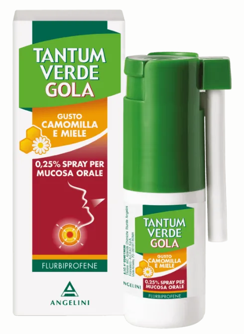 Tantum Verde Activ Gola 0,25% Spray Mucosa Orale 15 ml gusto Camomilla e Miele