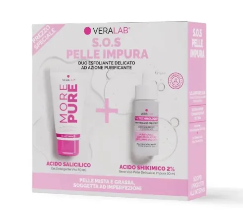 Veralab S.O.S Pelle Impura – Kit Detergente More Pure + Siero Acido Shikimico 2%